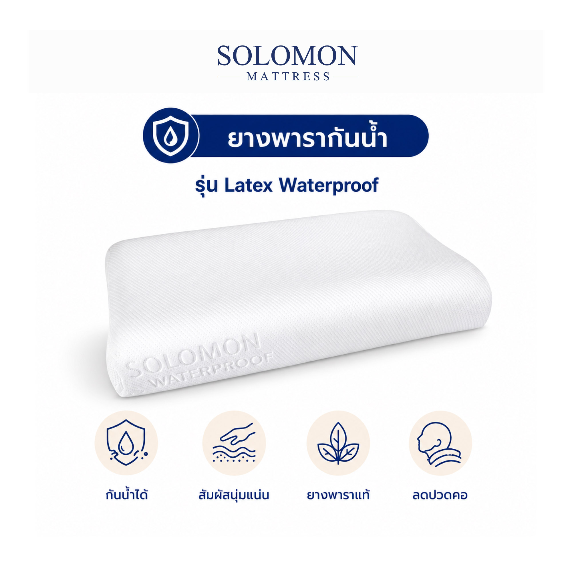 หมอนยางพารา SOLOMON ผ้ากันน้ำ รุ่น LATEX WATERPROOF_0